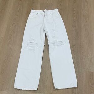 Stylish High Rise White Distressed Jeans